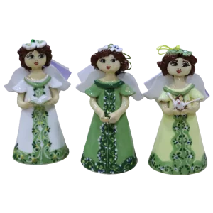 Angels in Green Dresses with Flower Wreaths