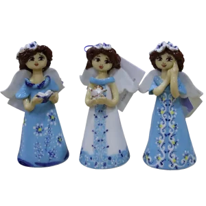 Angels in Sky-Blue Floral Dresses