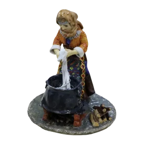 Woman Doing Laundry over the Fire