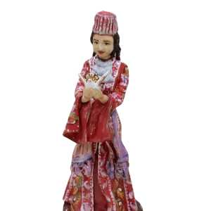 Woman in Red Costume with Bird