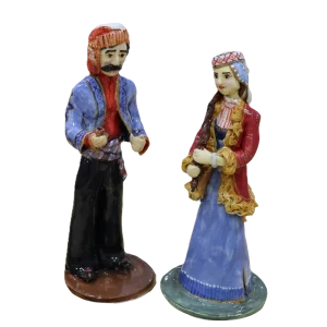 Couple in Blue and Red Costumes