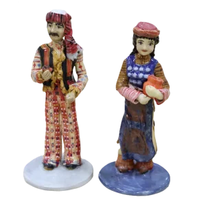 Village Couple in Colorful Costumes