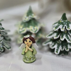 Small Snowy Green Trees with Angel