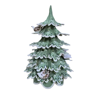 Tall Green Christmas Tree with White Doves